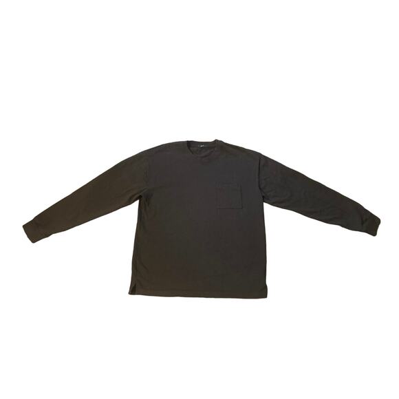 Men L Comme Ca Ism Brown Crewneck Long Sleeved Shirt Top Tee Pocket Japan - Picture 1 of 7